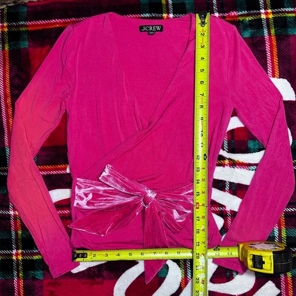 🎀 J.Crew Pink Velvet Tie Wrap Top (Re-Imagined Collection) – XXS 🎀 - Picture 6 of 9